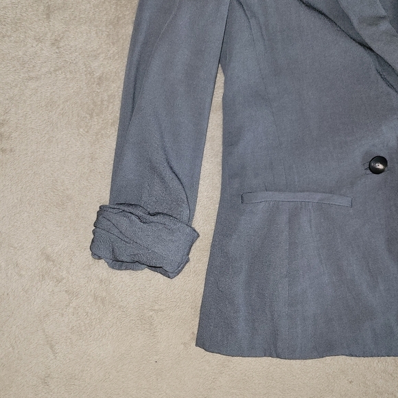 Helmut Lang Silica Crepe Roll Up Sleeve Blazer Blue Smoke size 2​ - Picture 7 of 16